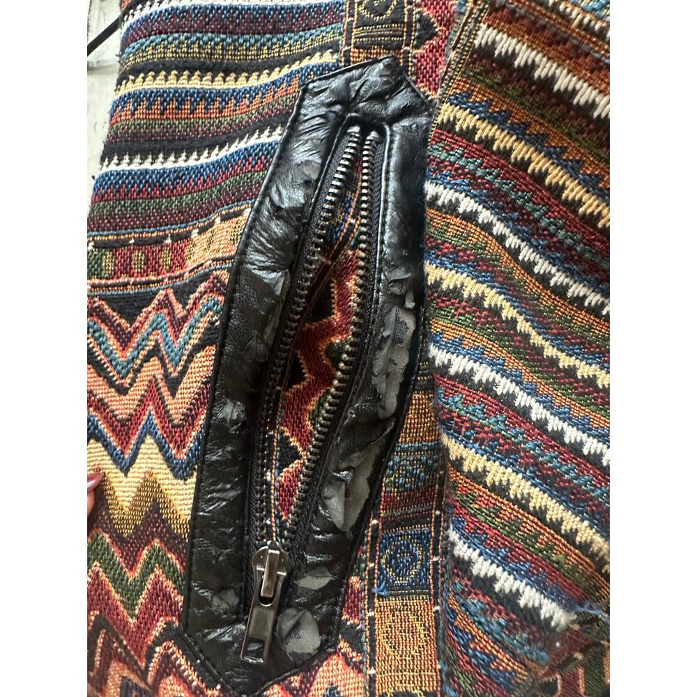 Boho Tapestry Patchwork Jacket Folk Art Aztec Wes… - image 3